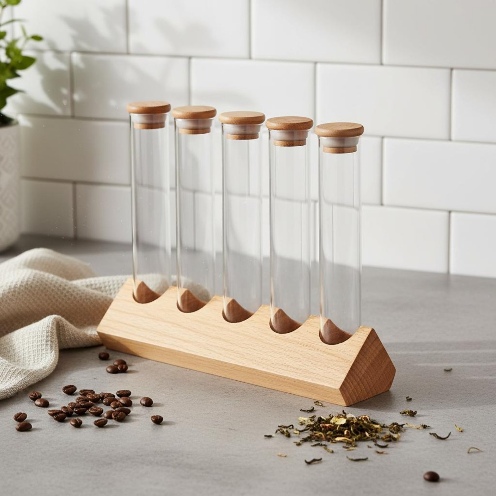 Set di Contenitori in Vetro co - Display Stand Wood recensione e prezzo